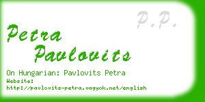 petra pavlovits business card